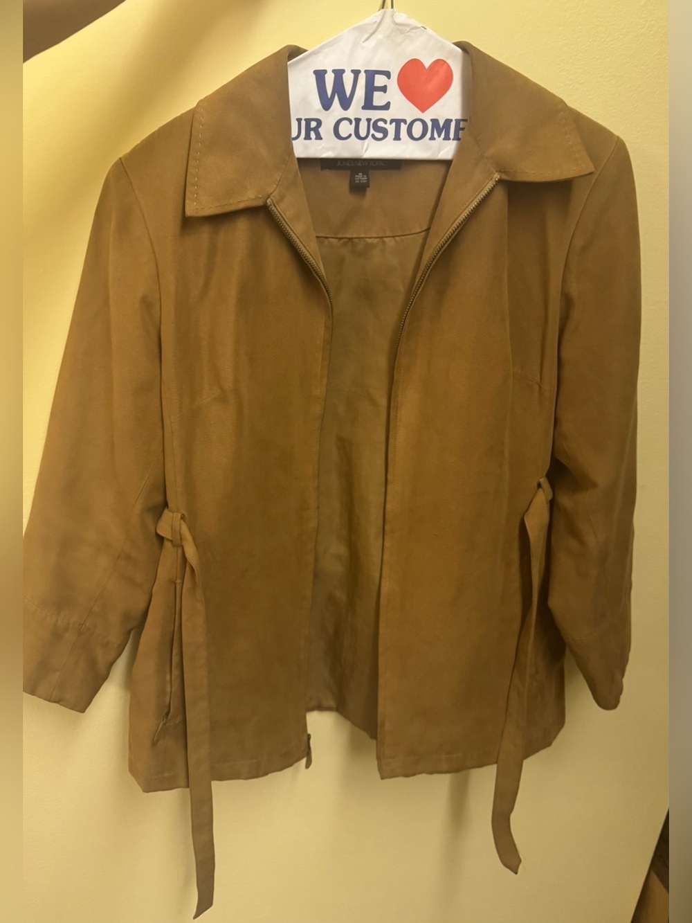 Jones New York Camel color Suede Tie-Waist Jacket - Women